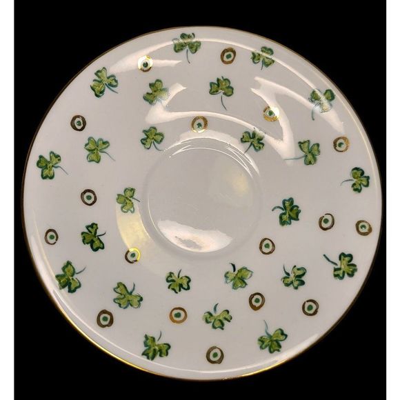 VTG Bartley Bone China Cup and Saucer Made in England SHAMROCK and GOLD DOT - Picture 5 of 11